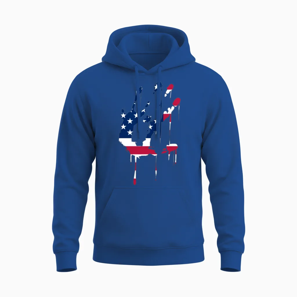 America Flag Art Patriotic & 4th of July Unisex Hoodie in Royal