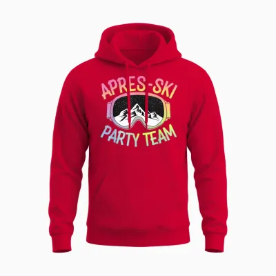 Skiing Winter Sports Ski Party Funny Team Apres Ski T-Shirt, Black Unisex Hoodie - Red