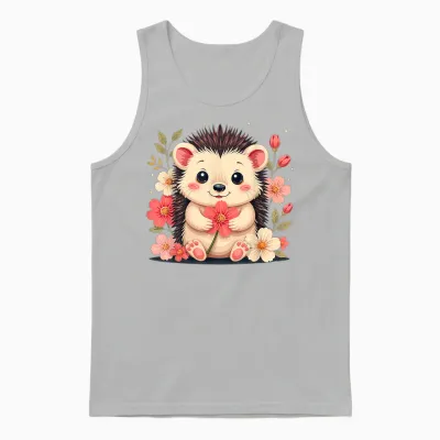 Hérisson Avec Fleurs Pour Jeunes Hommes Femmes Unisex Tank Top - Ash
