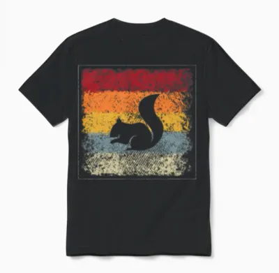 Squirrel Retro Unisex T-Shirt - Black
