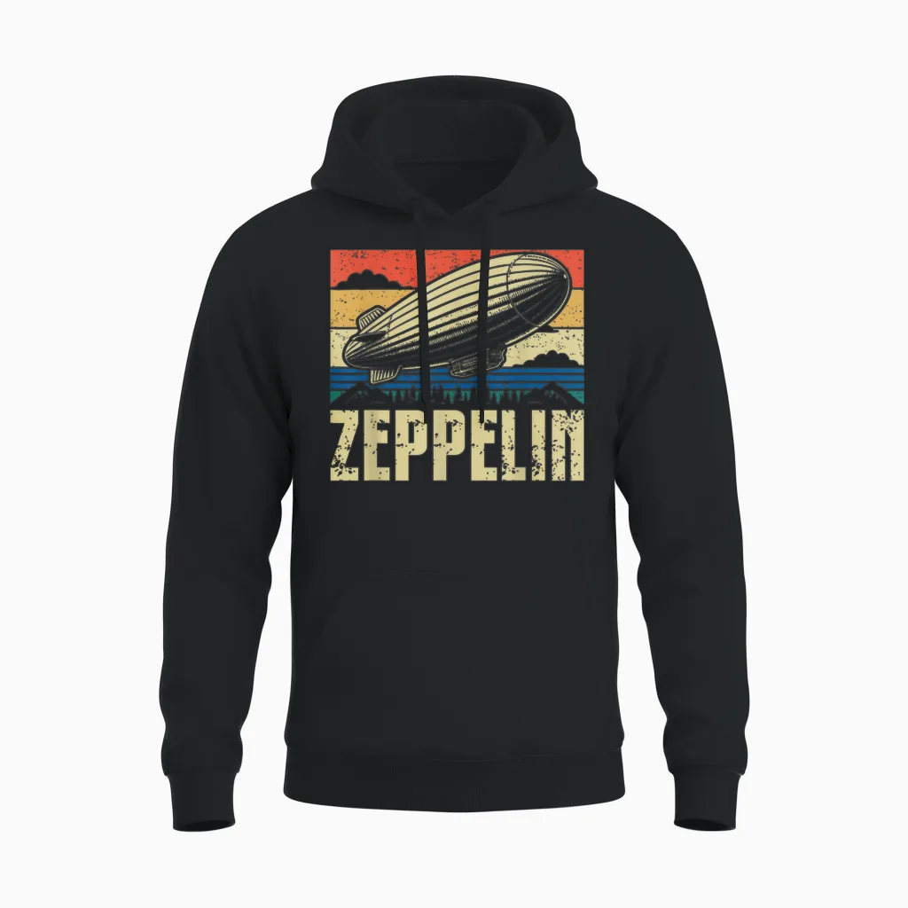 Zeppelin Vintage Sonnenuntergang Unisex Hoodie in Black