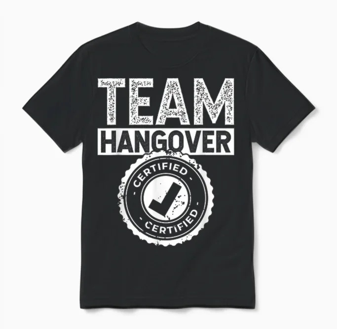 Team Hangover Certified Alkohol Trinken Trinker Hangover Unisex T-Shirt in Black