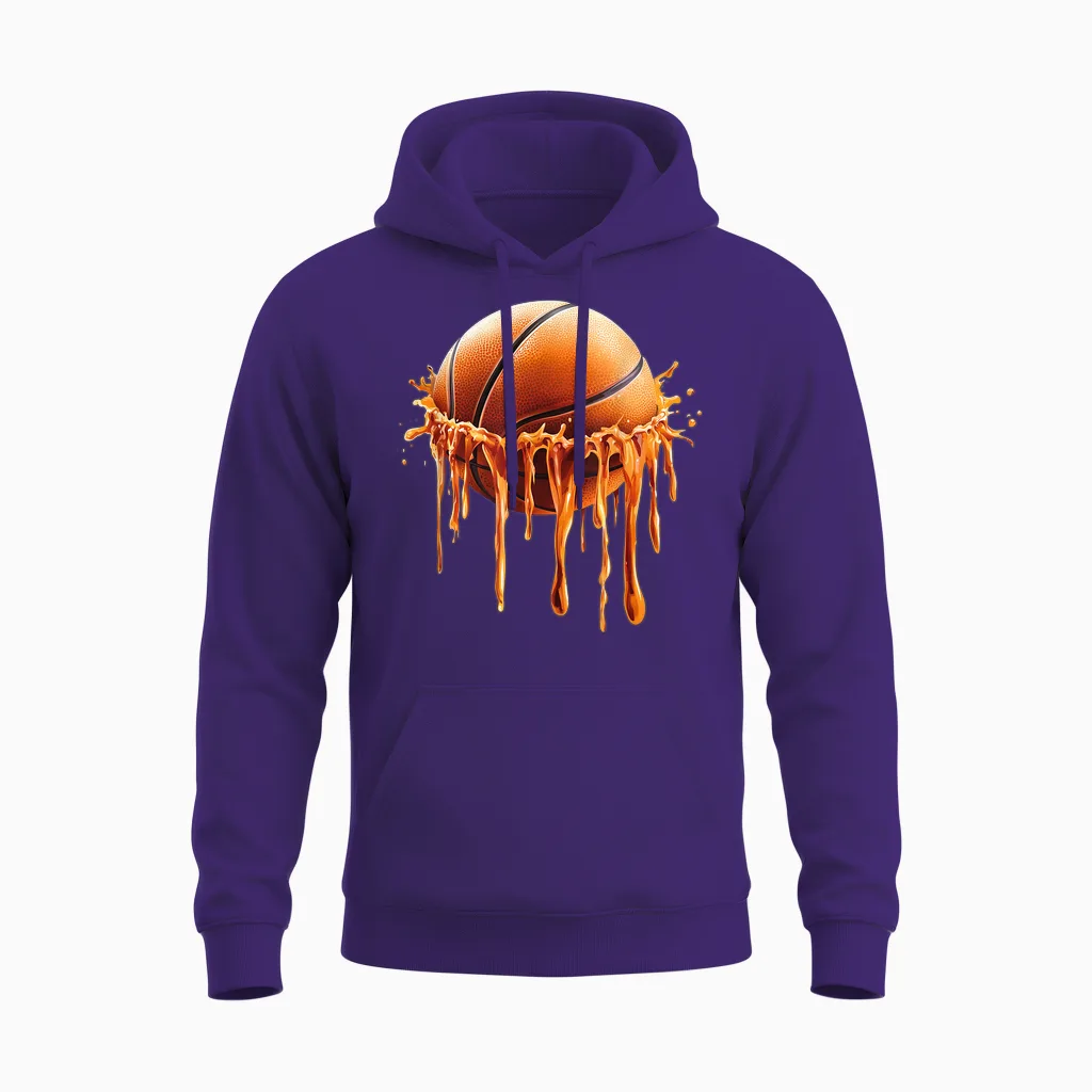 Basketball Drip Graphic Unisex Hoodie in Purple