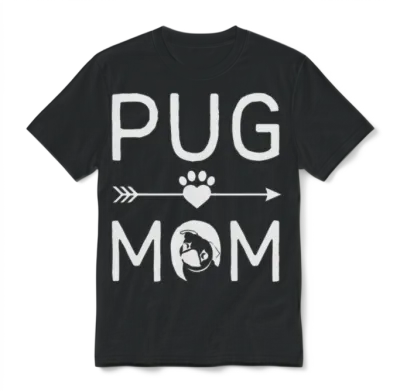 Pug Mom Shirt Funny Pug Dog Lovers Mothers Unisex T-Shirt - Black