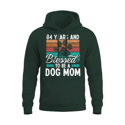 84 Year Old Dog Mom 84 Birthday Retro Dog Mother Unisex Hoodie - Forest