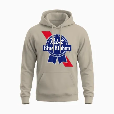 Pabst Crest and Ribbon Licensed Logo Unisex Hoodie - Sand