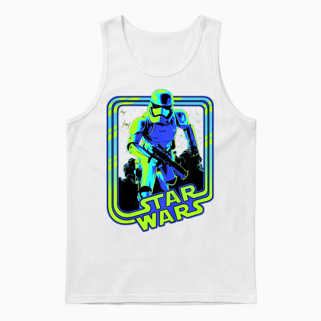 Kids Star Wars Classic Stormtrooper Retro Neon Glow Unisex Tank Top in White