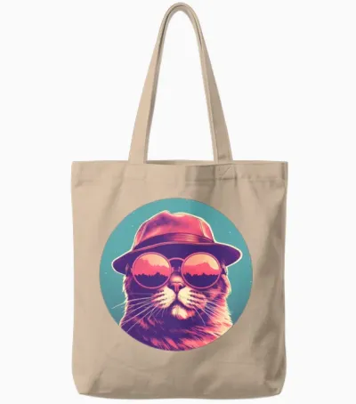 Retro Cat Lovers Style Tote Bags - Natural