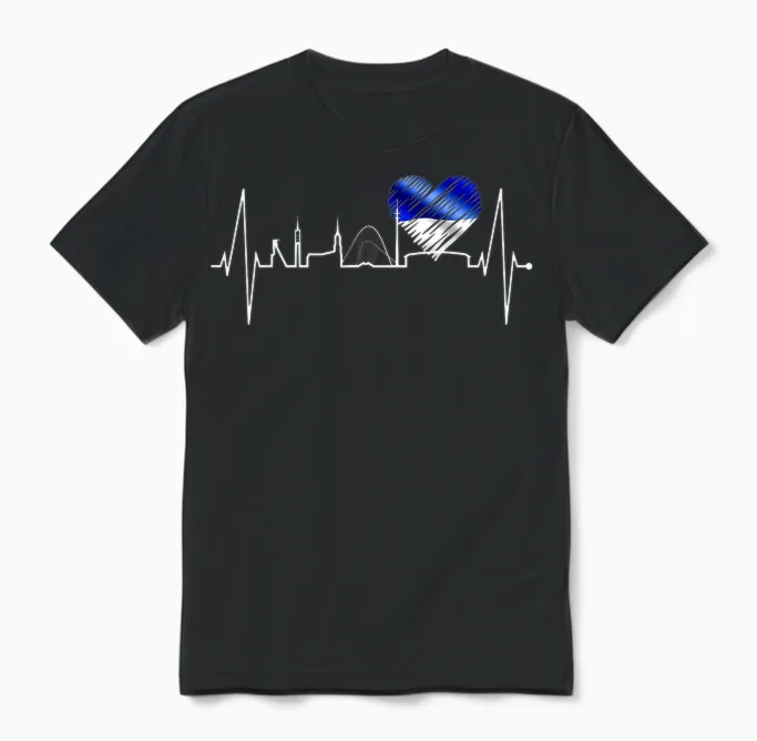 Gelsenkirchen Skyline Heartbeat Fan Heart Love Ruhrgebiet T-Shirt, Black, S Unisex T-Shirt in Black