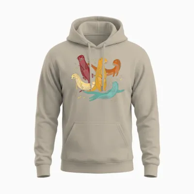 Otter Retro Vintage Unisex Hoodie - Sand