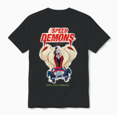 Disney Villains Cruella De Vil Speed Demons Unisex T-Shirt - Black