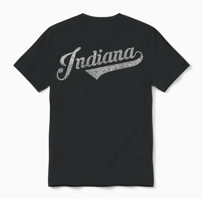 Retrocity Indiana Vintage City T-Shirt - Men's Unisex Adults & Kids - Red - Short Sleeve - Crew Neck - Vintage Style - Embroidery - Lightweight - Classic Fit - Non-Stretchable - Imported Unisex T-Shirt in Black