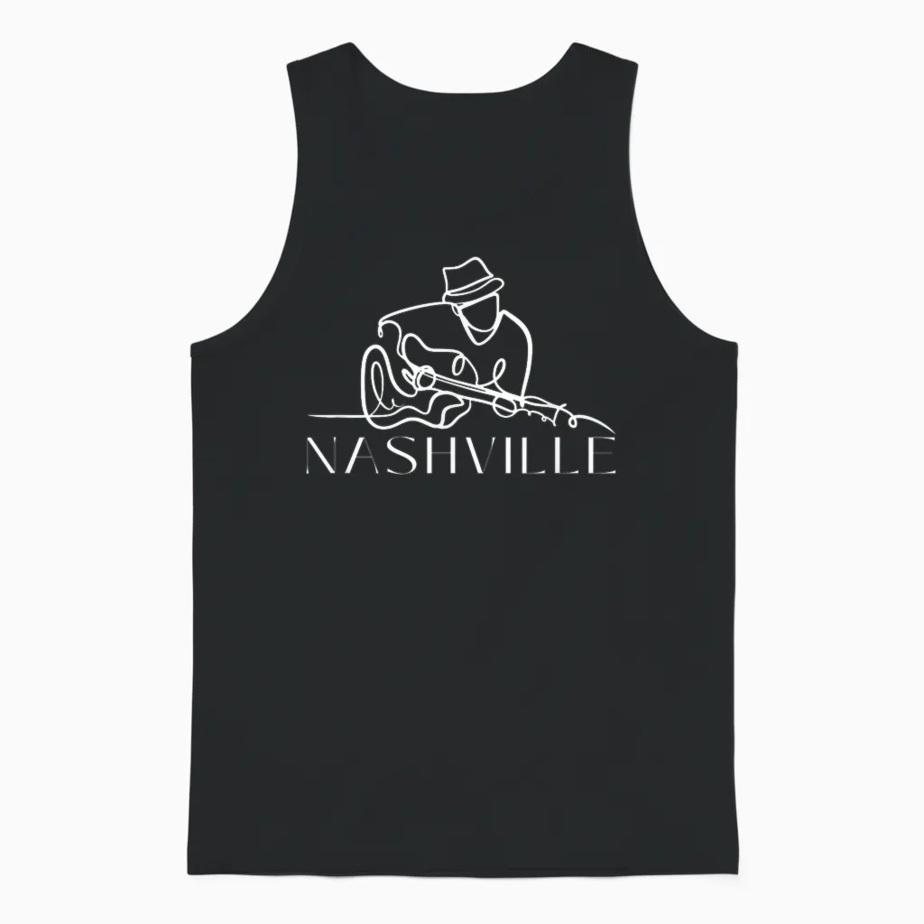 Men's Nashville Tennessee Guitar Unisex Tank Top in Black