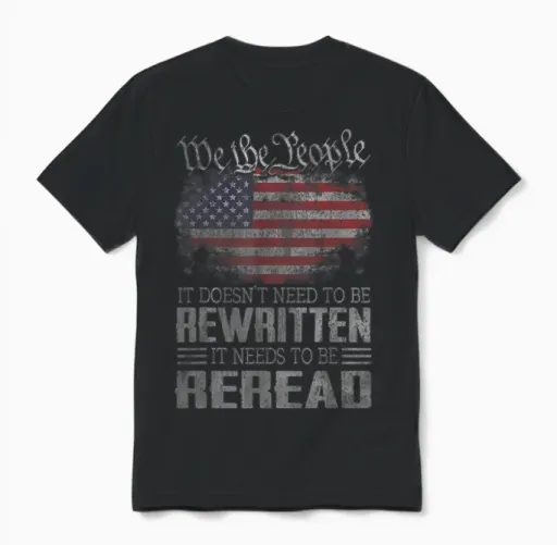 Us Flag Constitution of the Usa Needs to Be Reread Unisex T-Shirt in Black