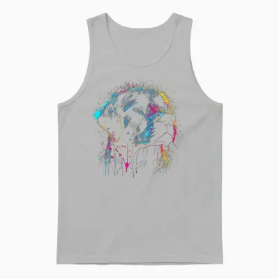 Schwarzer Labrador Hund Malerei Aquarell Farbe Bunte Mama Unisex Tank Top - Ash