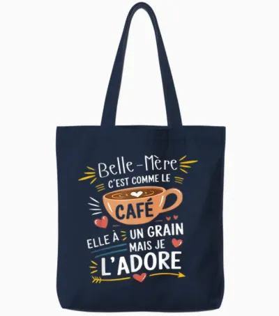 Mother-In-Law Comme Le Café – Gift Humour Coffee Tote Bags - Navy