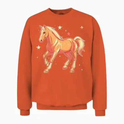 Pferd Mit Sternen Pferdemotiv Pferde Mädchen Unisex Sweatshirt - Orange