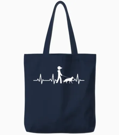 Dog Drawing Tote Bags - Navy