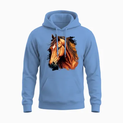 Amazing Horse Drawing Unisex Hoodie - Carolina Blue