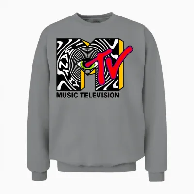 Mtv Psychedelic Eye Logo Optical Illusion Art Unisex Sweatshirt - Sport Grey