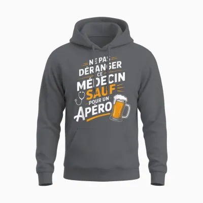 Doctor Aperitif Man Humour Gift Idea Doctor Funny Beer Unisex Hoodie - Charcoal