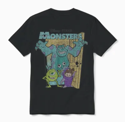 Disney Pixar Monsters Inc. Mike Sully Boo Group Unisex T-Shirt - Black