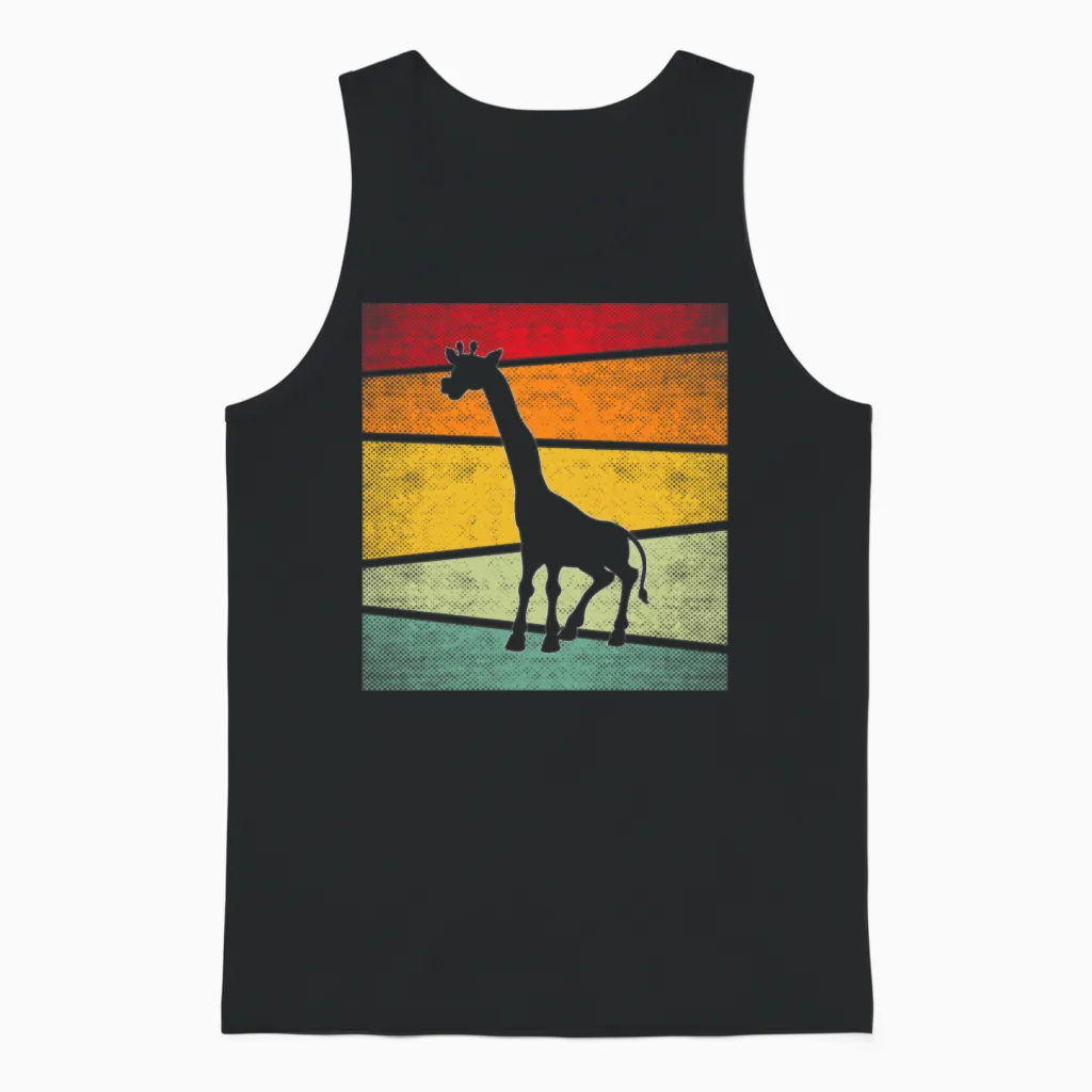 Giraffe Retro Unisex Tank Top in Black