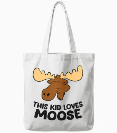 This Kid Loves Moose Cute Cartoon Moose Drawing Tote Bags - White