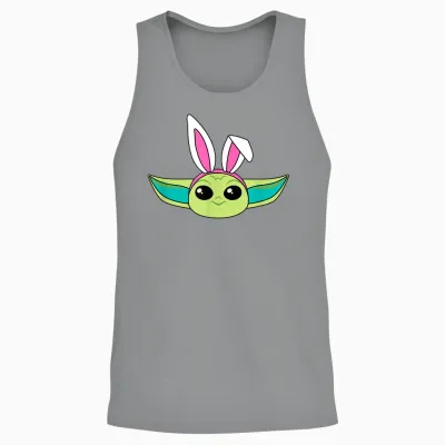 Amazon Essentials the Mandalorian Grogu Spring Easter Bunny Ears Unisex Tank Top - Sport Grey