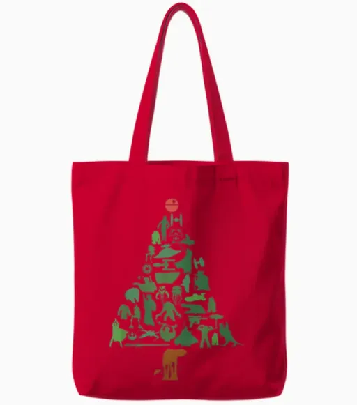 Star Wars Holiday Christmas Tree Tote Bags in Red