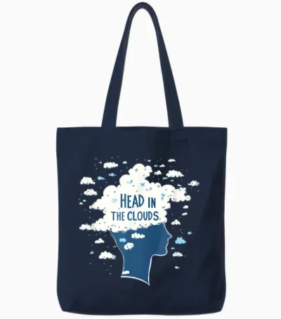 Discours « Perdus Dans Mes Pensées » Avec « La Tête Dans Les Nuages » Tote Bags - Navy