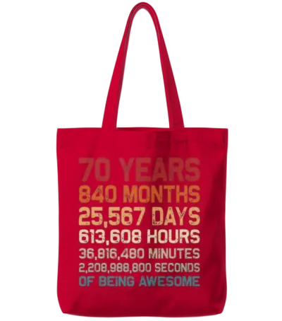 70 Years of Being Awesome Vintage 70th Birthday Tote Bags - Red