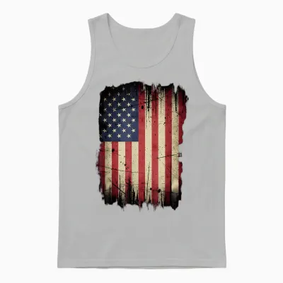 Drapeau Américain 4 Juillet Patriotique Rouge, Blanc, Bleu Unisex Tank Top - Ash