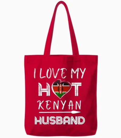 Funny Kenyan Husband Tote Bags - Red