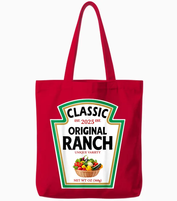 Ranch Sauce Green Salad Dressing Condiment Diy Halloween Tote Bags in Red