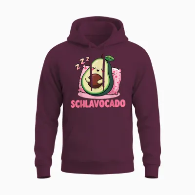 Avocado Funny Women's Men's Sleep Shirt Official Pyjama T-Shirt, Black, S Unisex Hoodie - Maroon
