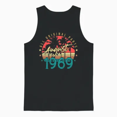 1969 August Retro Unisex Tank Top - Black