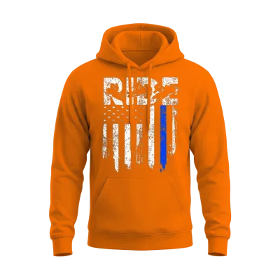 Ride Snowmobile Usa Flag Motor Sled Snowmobiling Unisex Hoodie - Safety Orange
