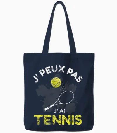 Je Peux Pas J'ai Tennis T-Shirt, Black, S Tote Bags - Navy