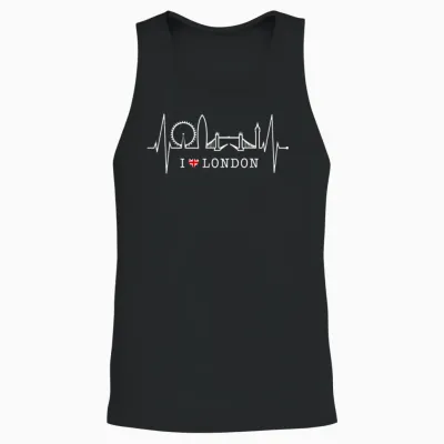 London Skyline Herzschlag Uk Flagge Fans Herz I Love London Unisex Tank Top - Black