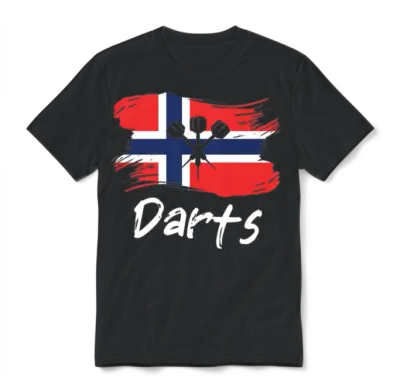 Darts Norway Flag Dart Throwing Country Unisex T-Shirt - Black