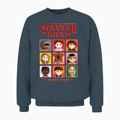 Stranger Things Season 5 Retro Video Game Character Select Unisex Sweatshirt - Dark Heather