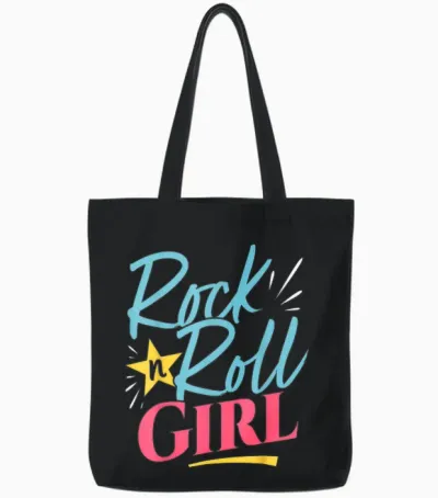 Rock N Roll Girl Purple Darla Purple T-Shirt, Purple Tote Bags - Black