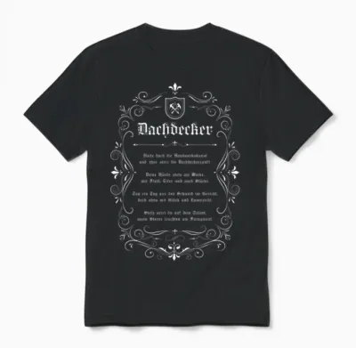 Traditional Roofer T-Shirt Cool Slogan with Guild Crest, Black, S Unisex T-Shirt - Black