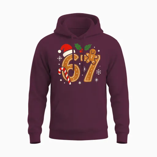 6 7 Meme Christmas Shirt 67 Six Seven Cookies Gingerbread Unisex Hoodie - Maroon