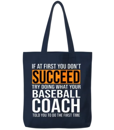 Funny Baseball Coach Saying Gift Tote Bags - Navy