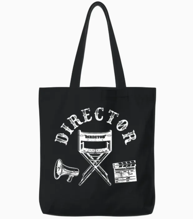 Movie Director Chair and Movie Director Funny T-Shirt, Black, S Tote Bags in Black
