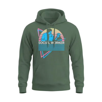 Social Worker Retro Unisex Hoodie - Military Green