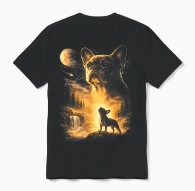 French Bulldog Howling to the Moon Meme 90s Animal Graphic Unisex T-Shirt - Black
