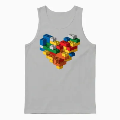 Kids Brick Builder Bricks Heart Building Blocks Unisex Tank Top - Ash